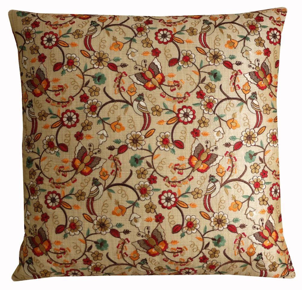 Embroidered Indian Hand-woven Silk Cushion Cover (45x45cm)