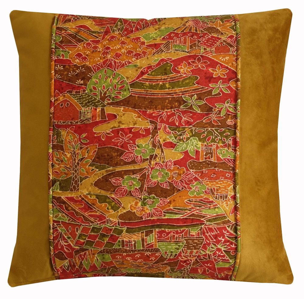 Gold Ochre Velvet Floral Cushion Cover (40x40cm)