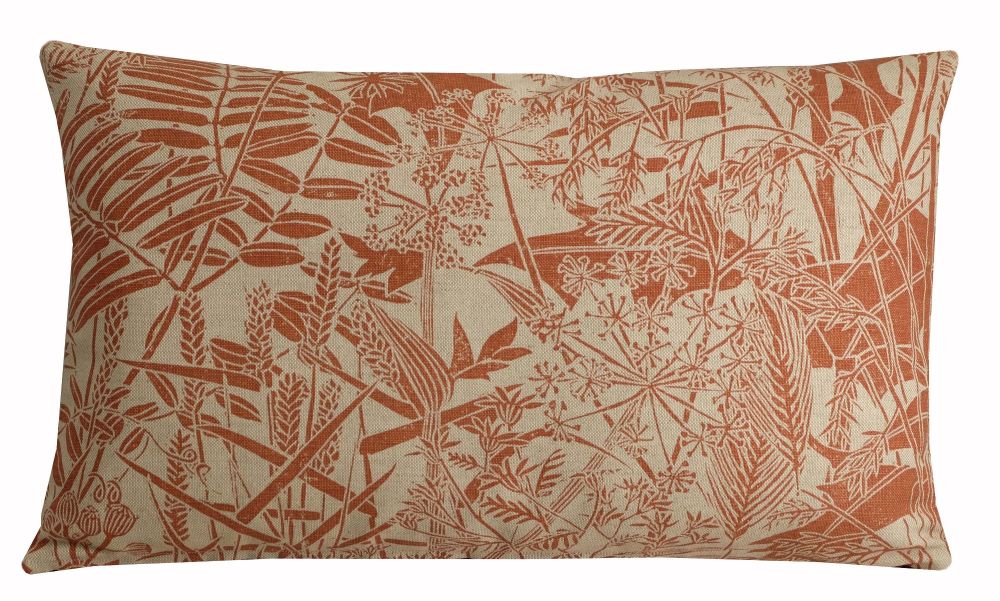 Hand Printed Floral Linen Cushion Cover (30x50cm)