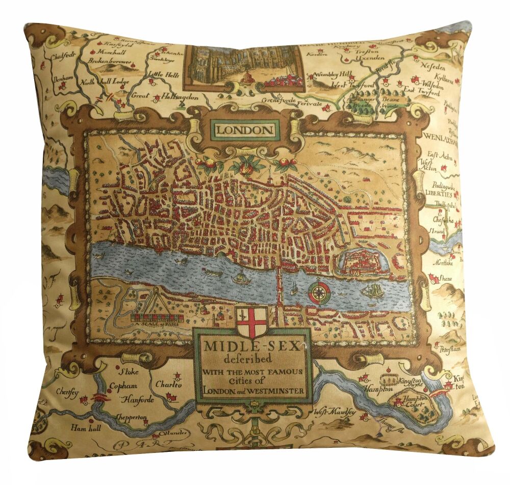 Thibaut London Map Cushion Cover - Tobacco