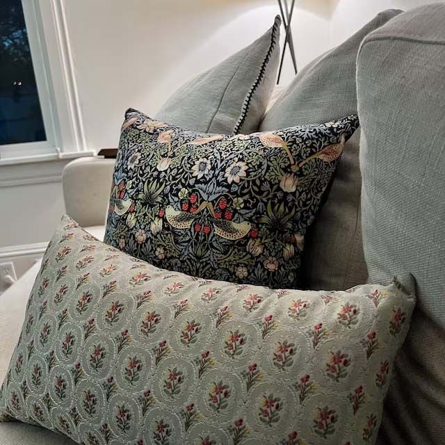 Grey Ditsy Floral Lumbar Cushion Cover