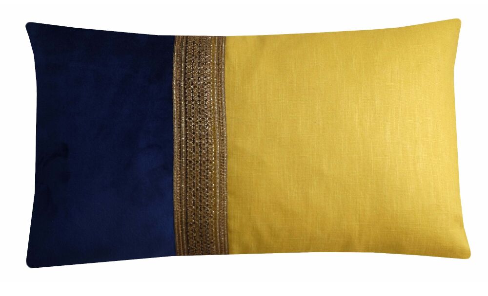 Teal, Ochre and Gold Cushion Cover (30x50cm)