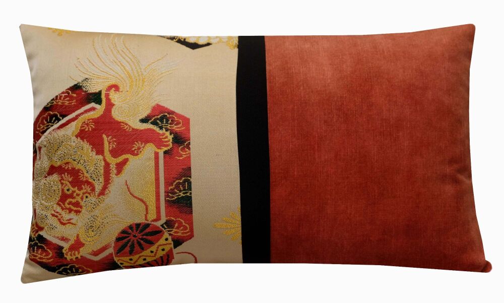 Japanese Foo Dog Lumbar Cushion Cover  (30x50cm)