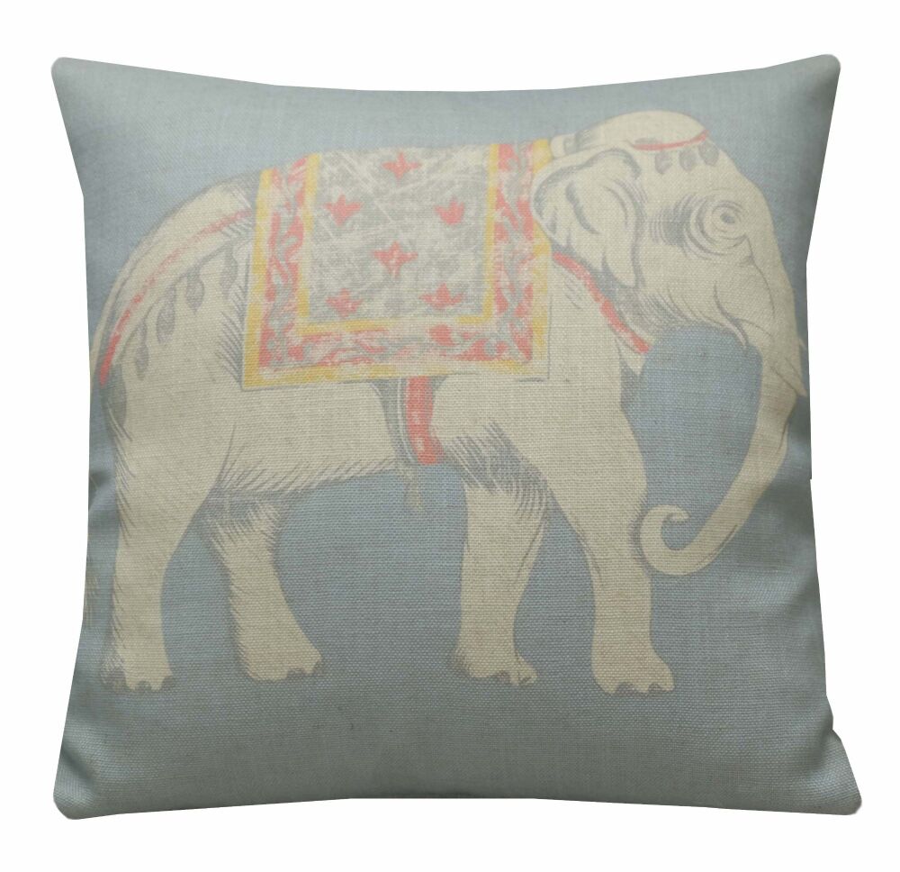 Andrew Martin Jumbo Powder Blue Elephant Print Cushion Cover