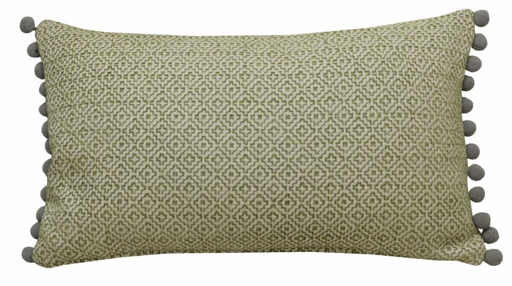 Grey and White Geometric Pom Pom Cushion Cover (30x50cm)