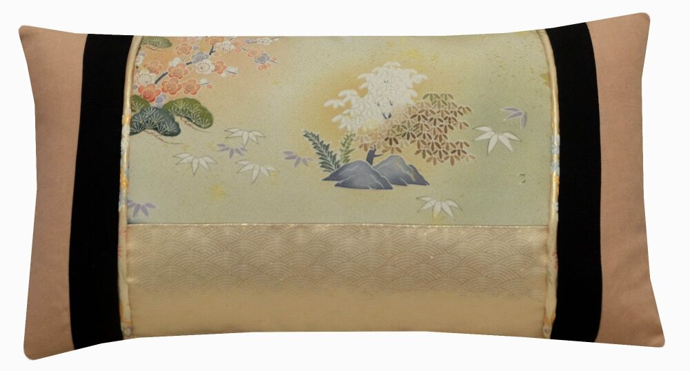 Japanese Garden Cushion Cover - Pink/Black/Metallic Gold