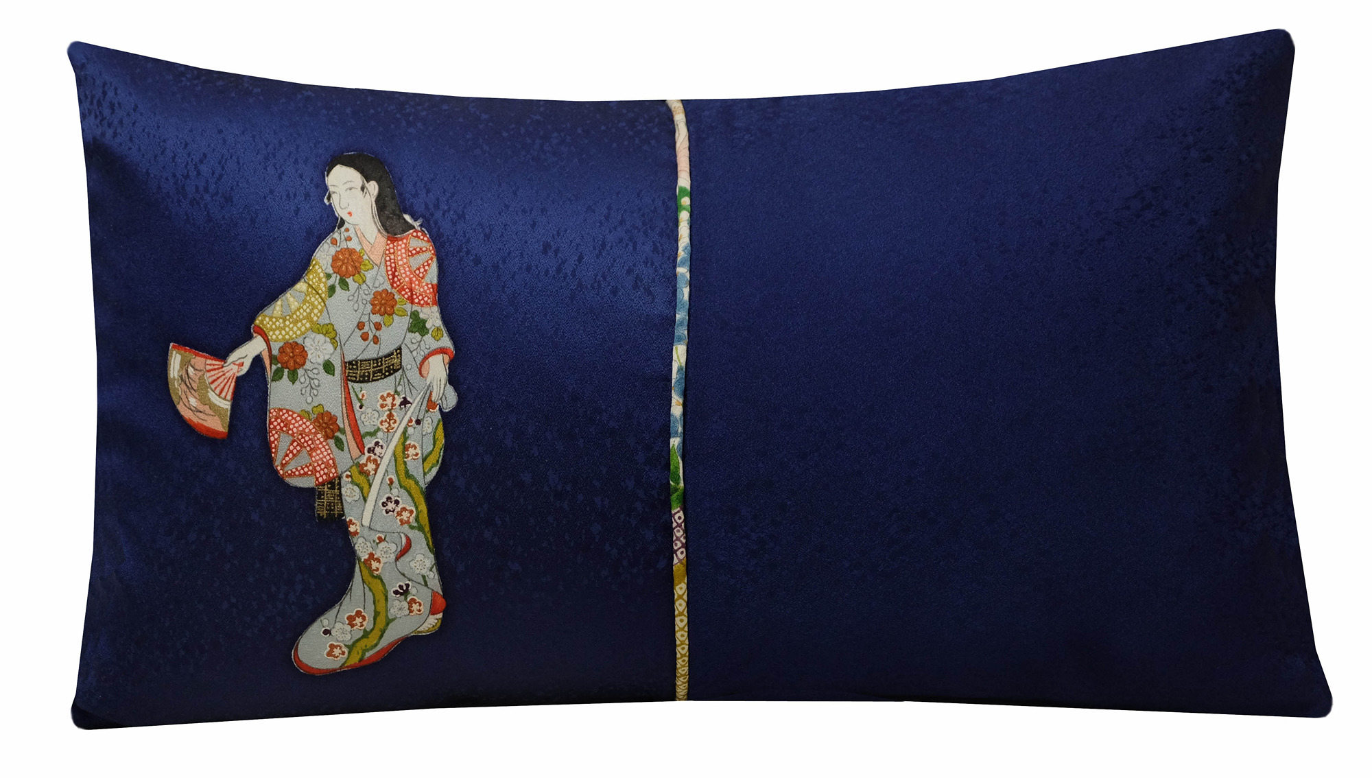 Blue Japanese silk cushion cover