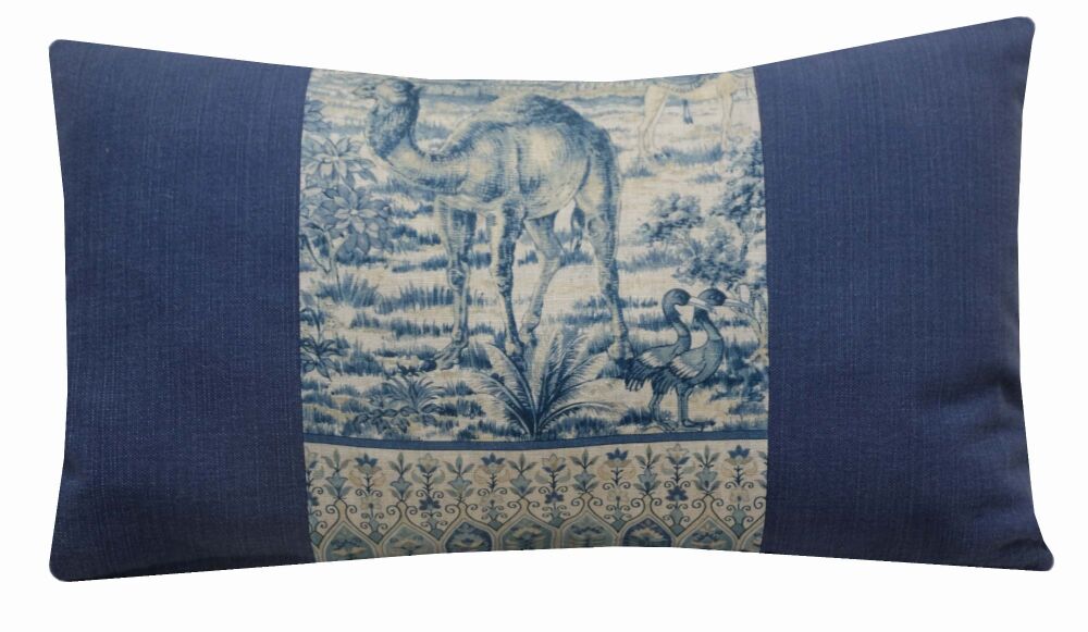 Camel Print Cushion Cover GP & J Baker Indienne Toile, Navy/Grey (30x50cm)