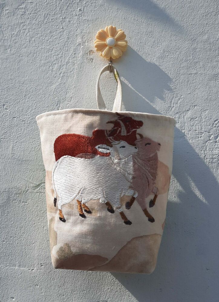 Embroidered Hanging Storage Baskets