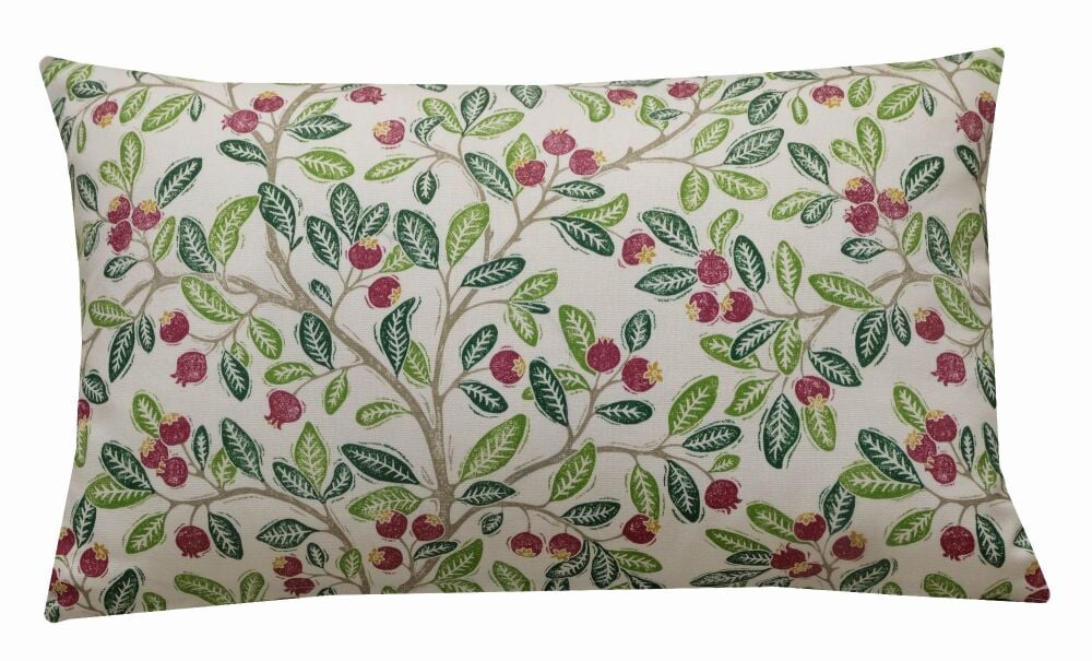 Sanderson Wild Berries Cushion Cover  – White Botanical Print Pillow (30x50cm)