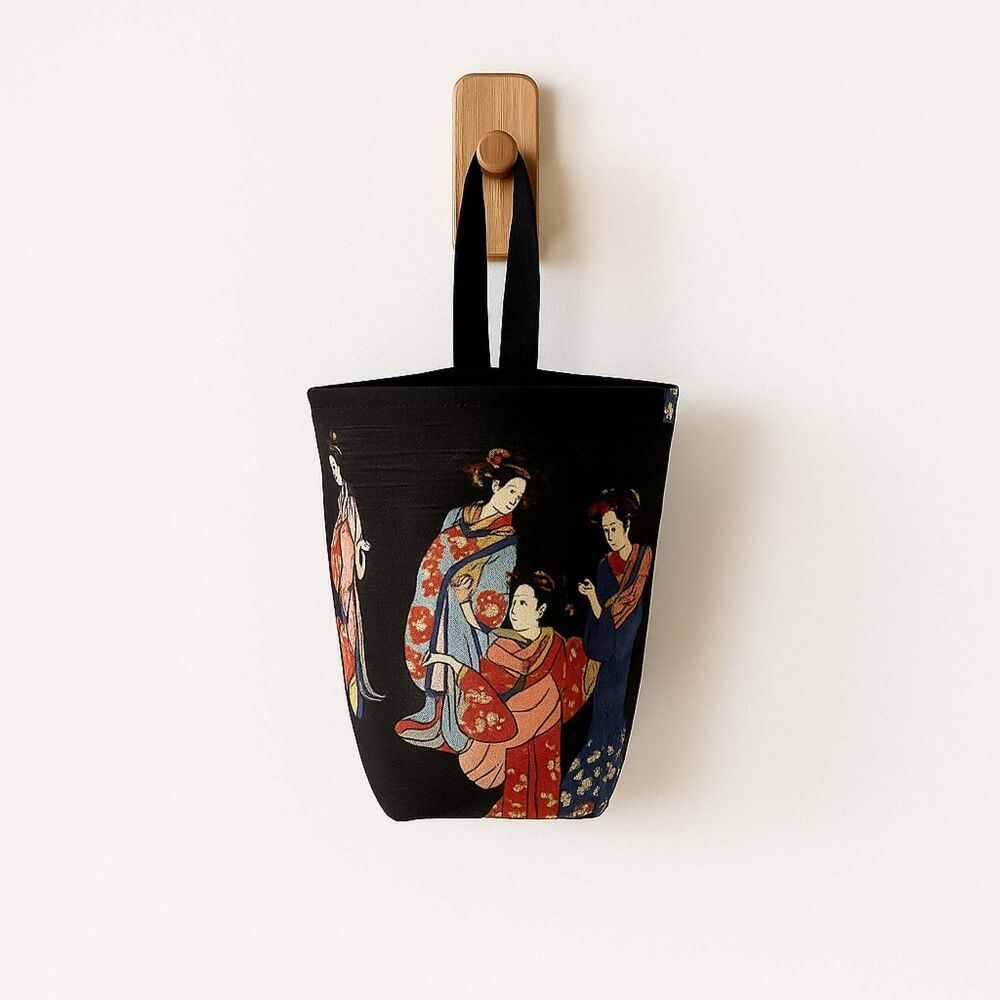 Japanese Geisha Print Hanging Storage Basket