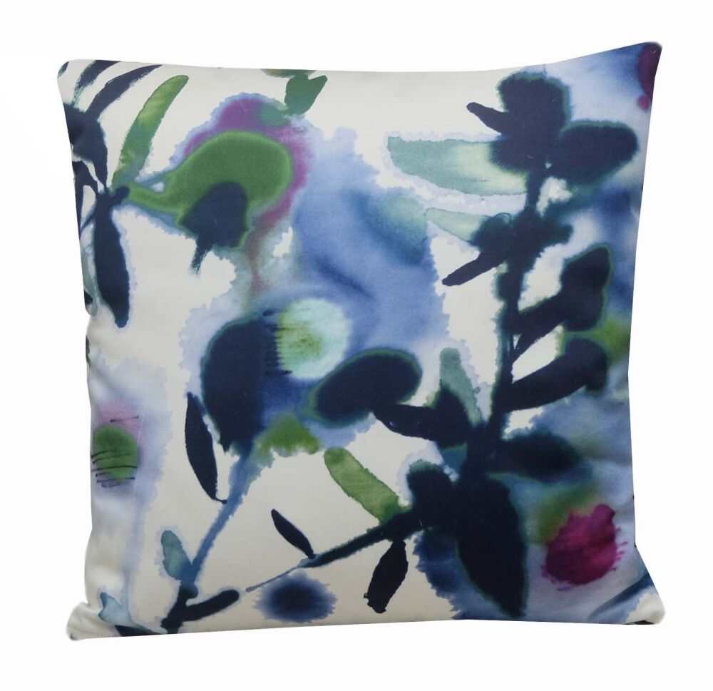 Thibaut Open Spaces Watercolour Floral Cushion Cover - Blue/White