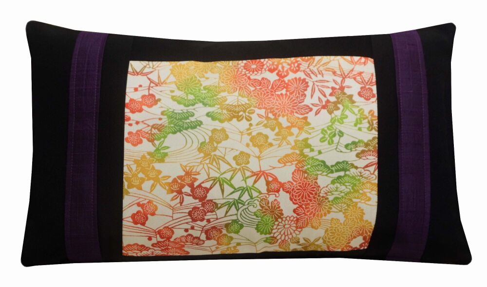 Silk Floral Lumbar Cushion Cover