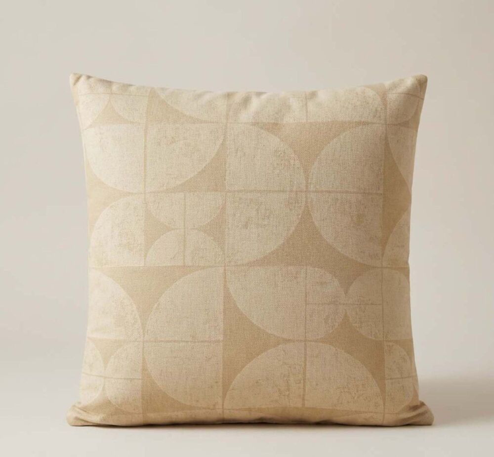 Ian Mankin Acton Cream Geometric Cushion Cover