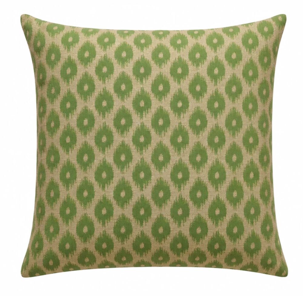 Sanderson Meru Ikat Spot Cushion Cover - Green/Beige
