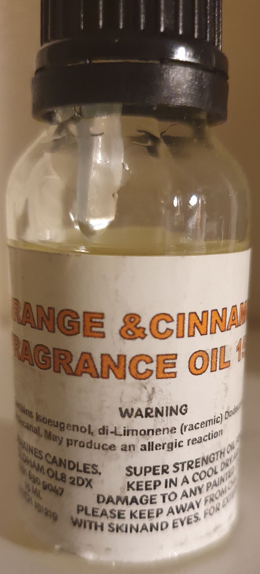 ORANGE & CINNAMON DIFFUSER FRAGANCE OIL 15ML