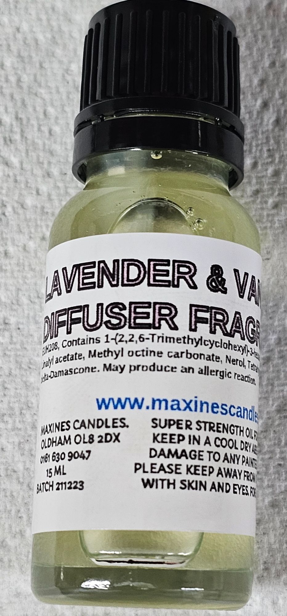 LAVENDER & VANILLA DIFFUSER FRAGRANCE OIL 15ml