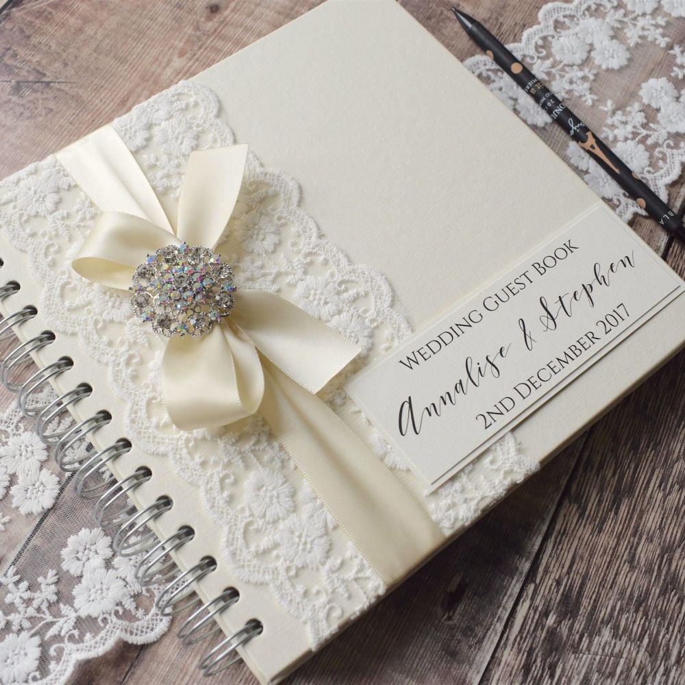Vintage Lace Personalised Wedding Guest Book
