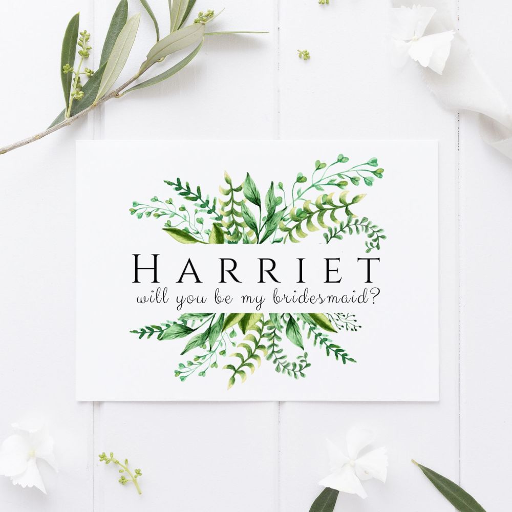 Botanical Ferns Bridesmaid Proposal Card
