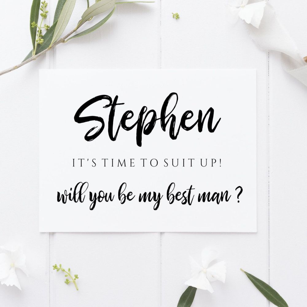 Time to Suit Up Best Man Proposal Card