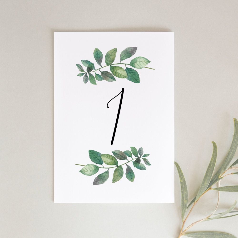Botanical Leaf Table Numbers