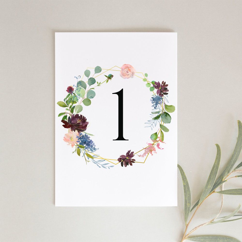 Floral Botanical Table Number Cards