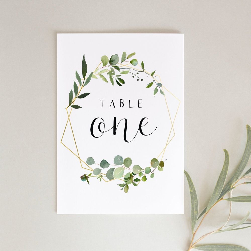 Geometric Botanical Table Number Cards