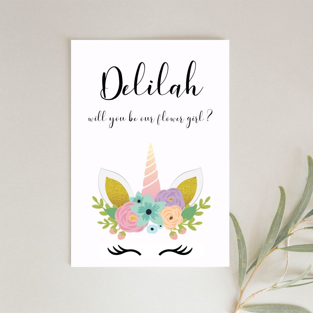Unicorn Flower Girl Proposal Card