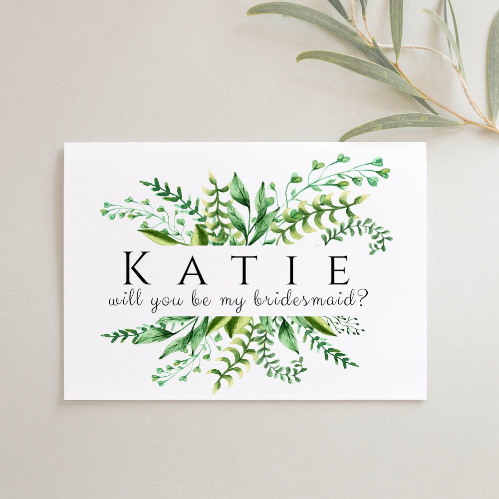 Botanical Fern Bridal Party Proposal Card