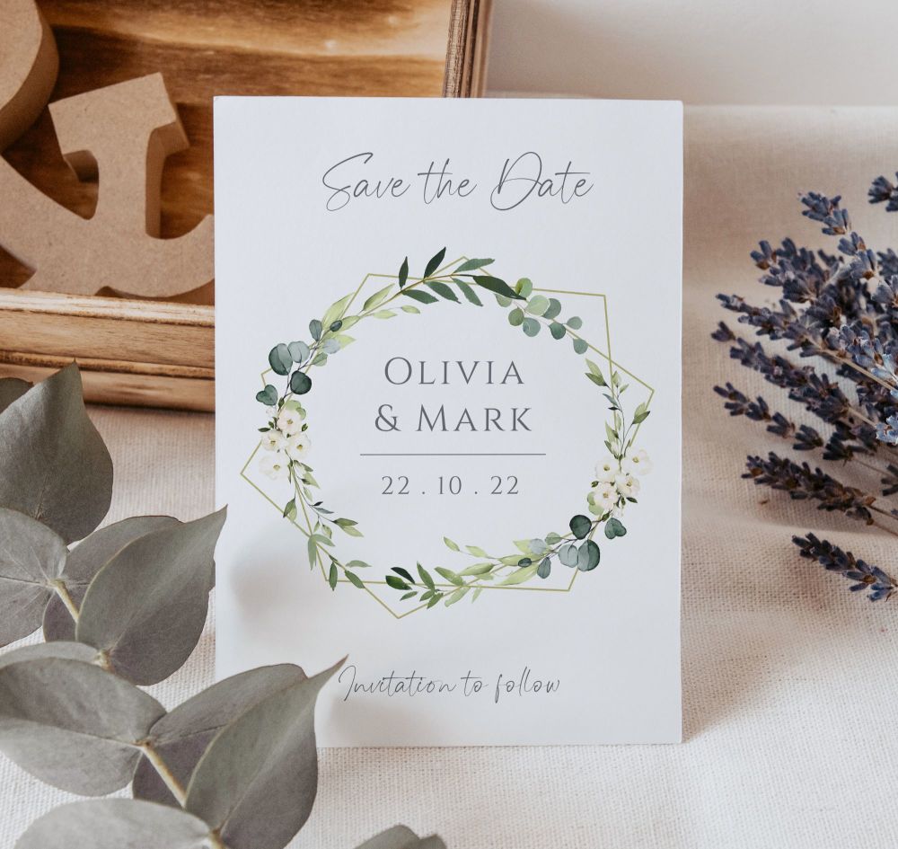 Geo Botanical Save the Date Cards