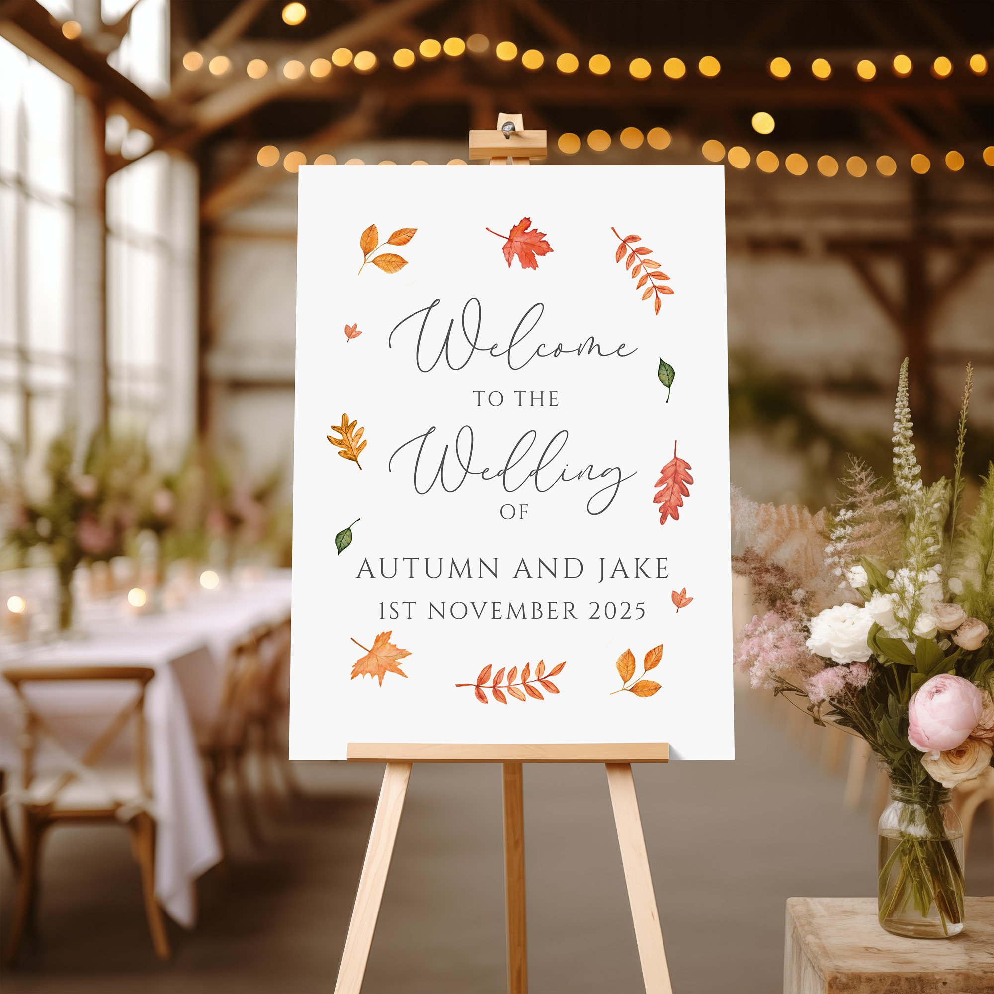 Autumn wedding Welcome Sign