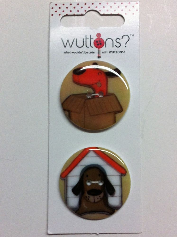 wuttons set of two doggy buttons 1 3/4" 34mm 5721