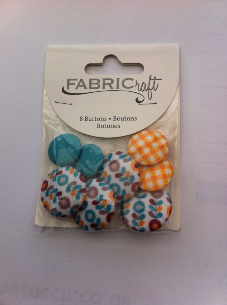 Fabric craft set 8 buttons ref fb07