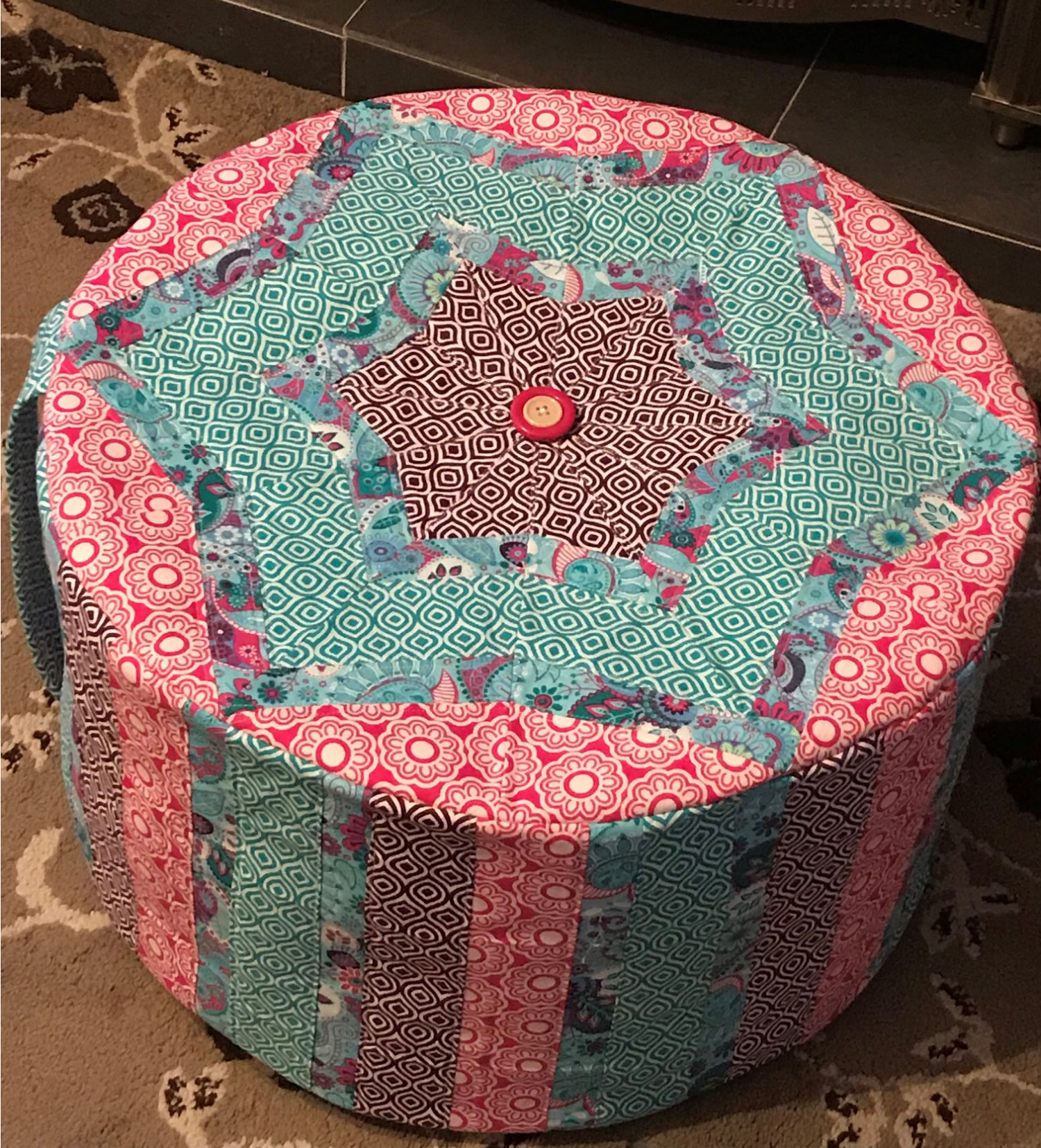 Debby's Patch quilted pouffe poof