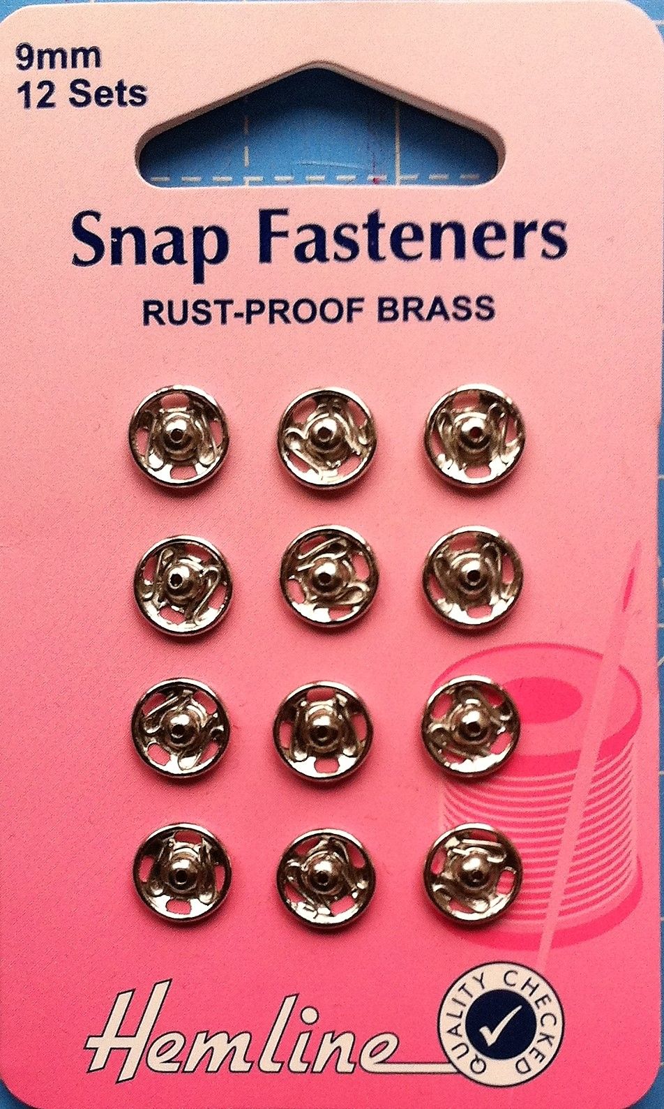 Snap fasteners by Hemline 9mm 12 x sets rust proof brass