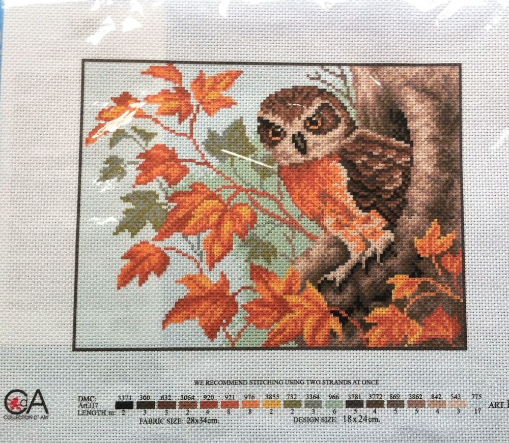  Art 1069 CDA collection D'art embroidery owl in tree