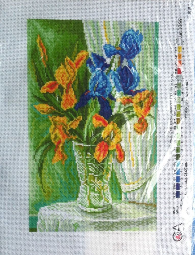 Art 1071 CDA collection D'art embroidery/Cross Stitch flowers in vase
