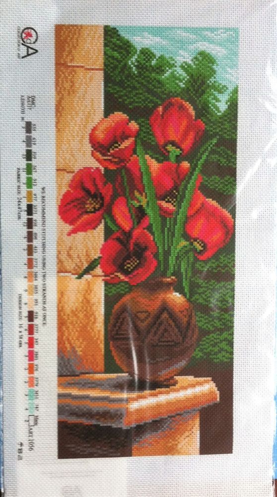 Art 1072 CDA collection D'art embroidery/Cross Stitch poppies in vase
