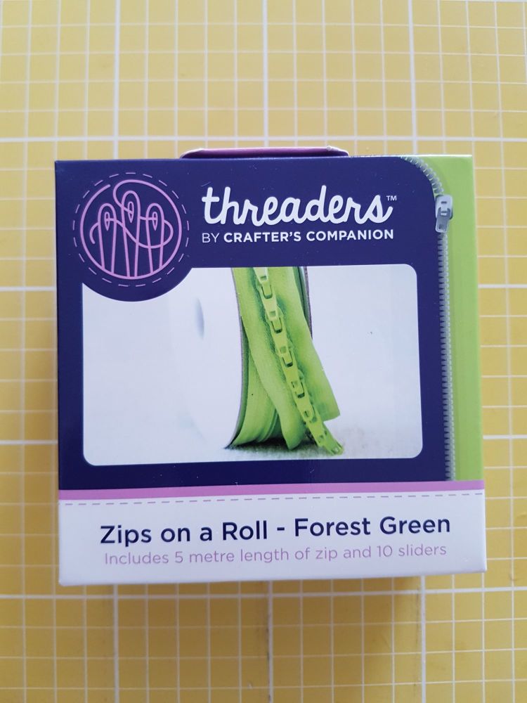 Threaders zip on a roll - 5mtr 10 sliders forest green