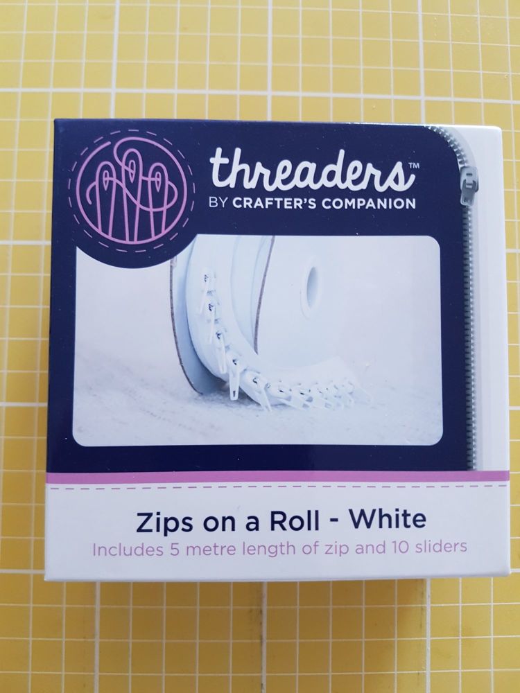 Threaders zip on a roll - 5mtr 10 sliders white