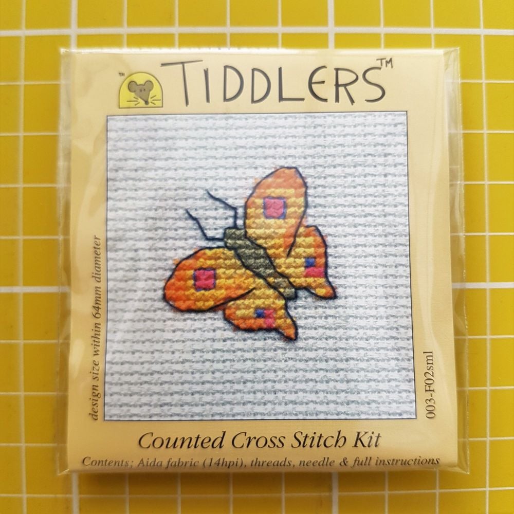 Mouseloft tiddlers cross stitch embroidery butterfly