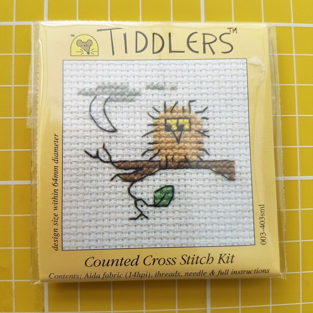 Mouseloft tiddlers cross stitch embroidery bird on branch