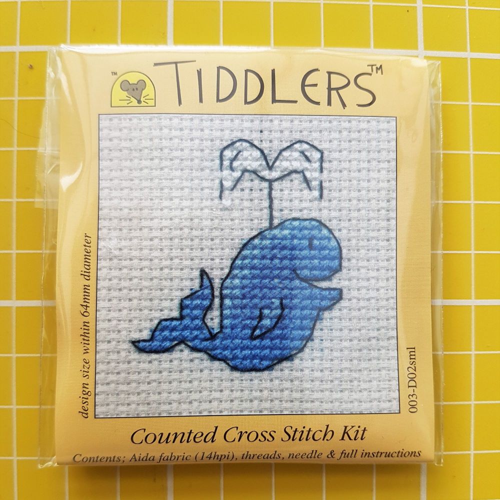 Mouseloft tiddlers cross stitch embroidery blue whale