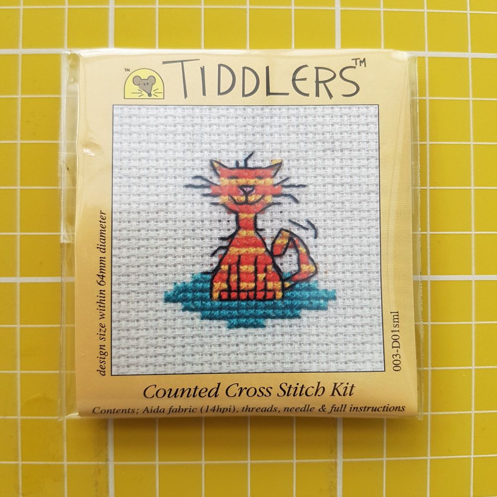 Mouseloft tiddlers cross stitch embroidery cat