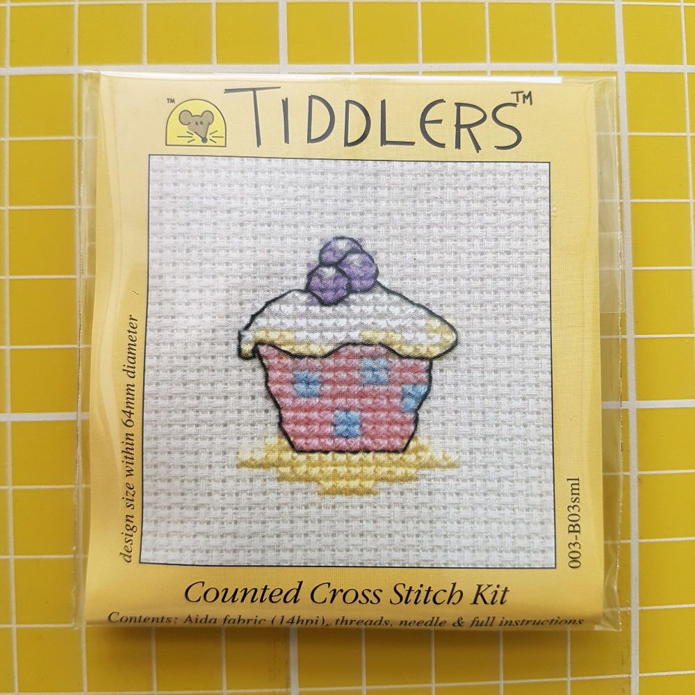 Mouseloft tiddlers cross stitch embroidery cup cake