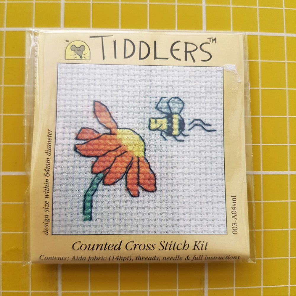 Mouseloft tiddlers cross stitch embroidery flower bee