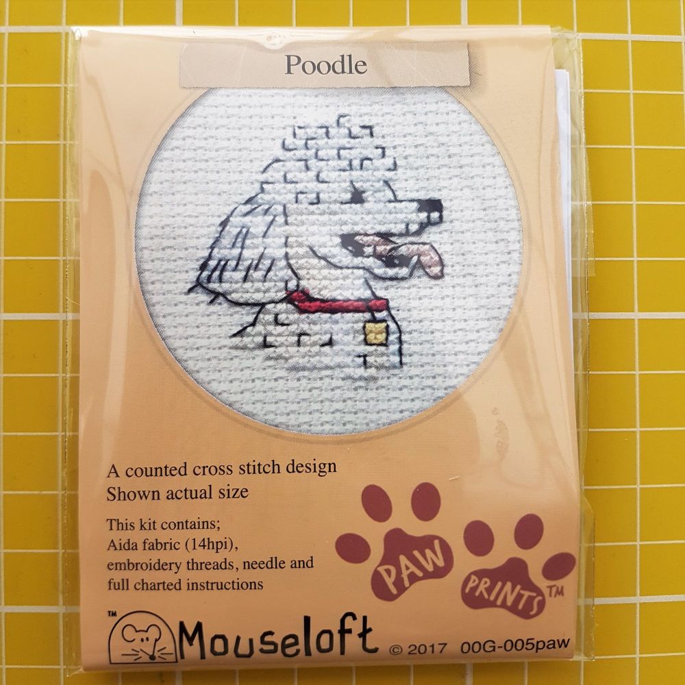 Mouseloft paw prints cross stitch embroidery poodle