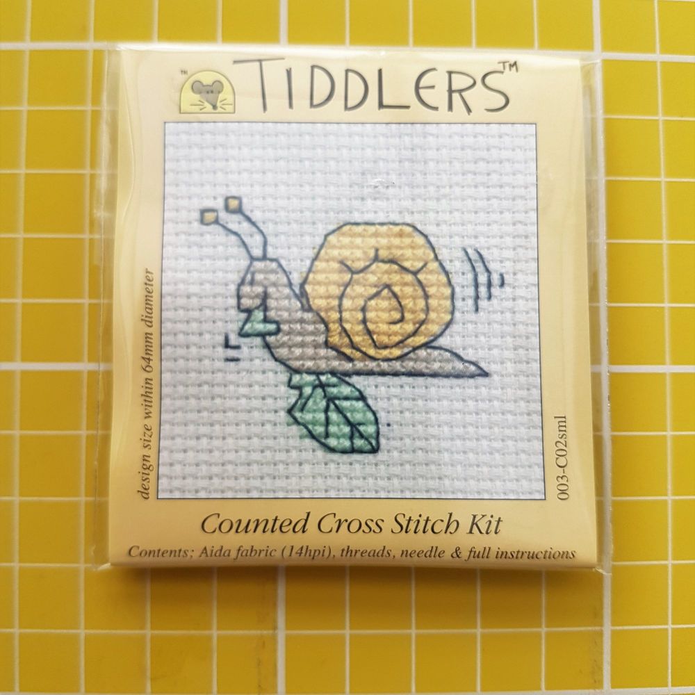 Mouseloft tiddlers cross stitch embroidery snail