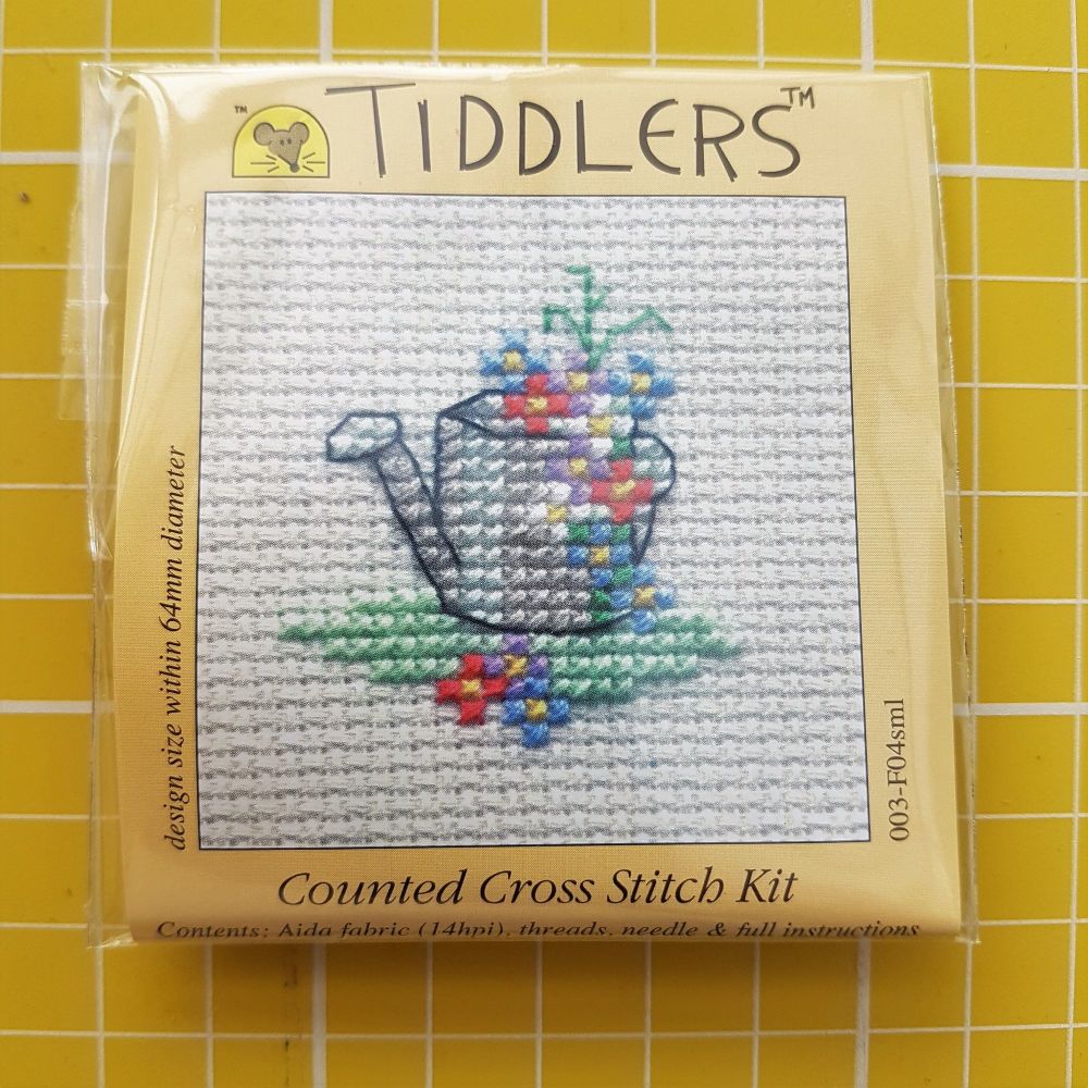 Mouseloft tiddlers cross stitch embroidery watering can