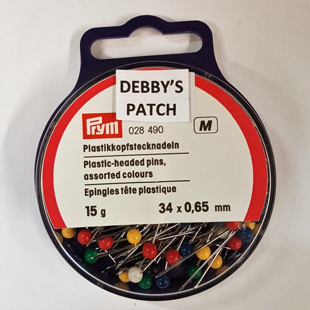 Prym 024-490 Plastic headed assorted colours pins 34mm x 0,65mm 15g